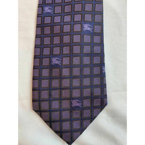 Burberry Logo Printed Grid Design Silk Tie - Picture 1 of 3
